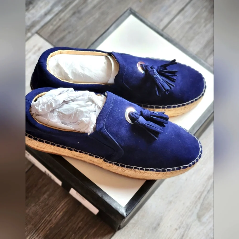 J/SLIDES NYC NAVY SUEDE ROSA SLIDES